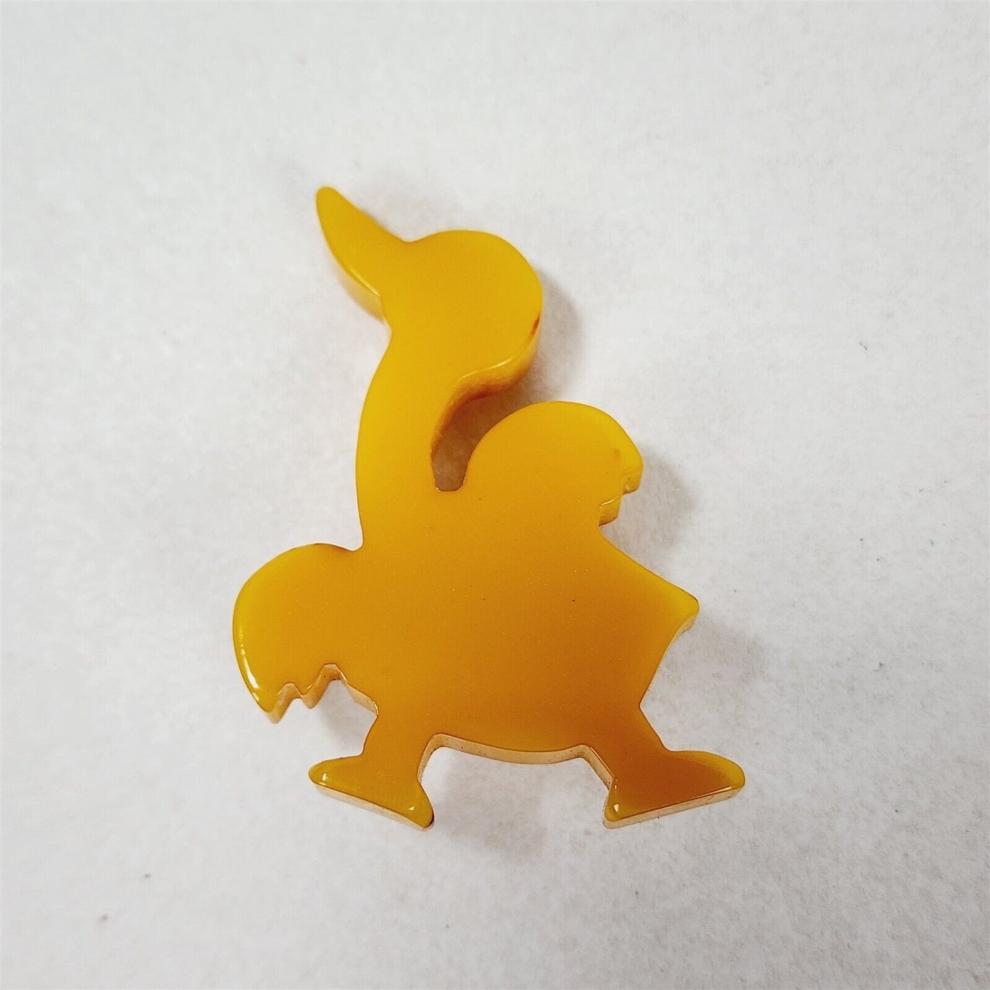 Vintage Yellow Butterscotch Duck Bird Bakelite Catalin Swirl Brooch Pin