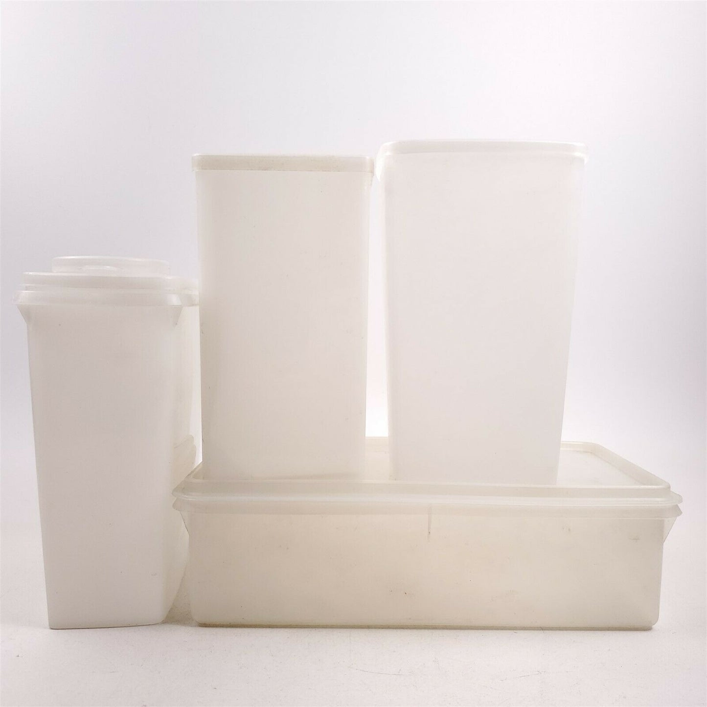 4 Vintage Tupperware Sheer Storage Containers 313, 484, 469, 677 Cereal IceCream