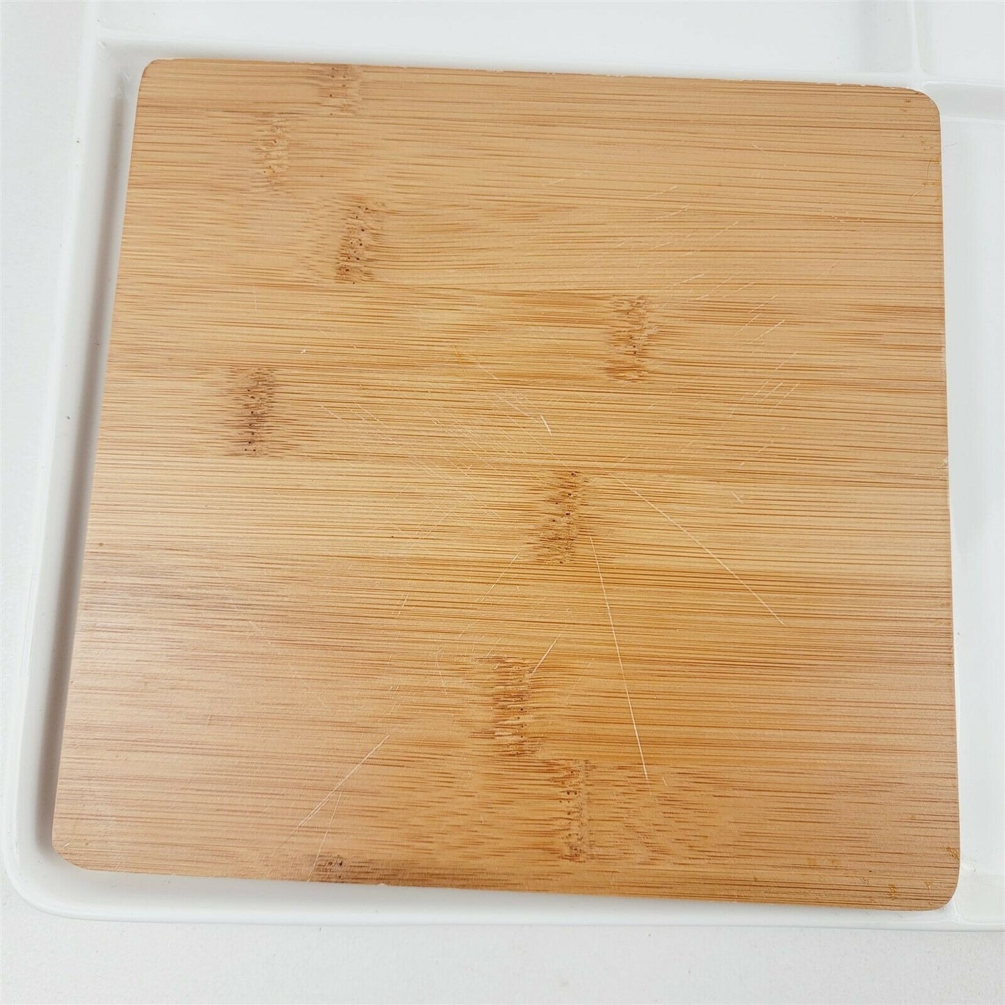 Ciroa White Ceramic Entertainers Serving Tray with Bamboo Cutting Board 11.5"