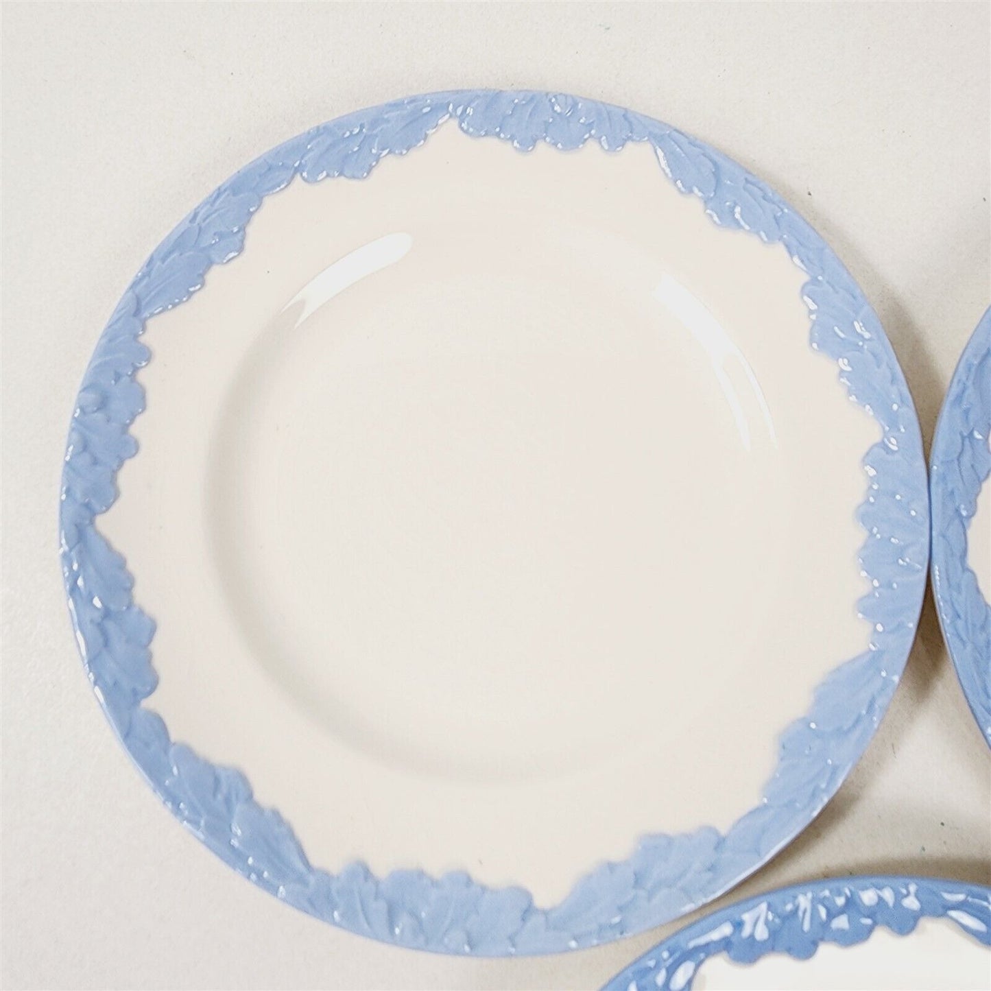 3 Vintage Johnson Bros English Oak White Blue Trim Bread & Butter Plates - 6.25"