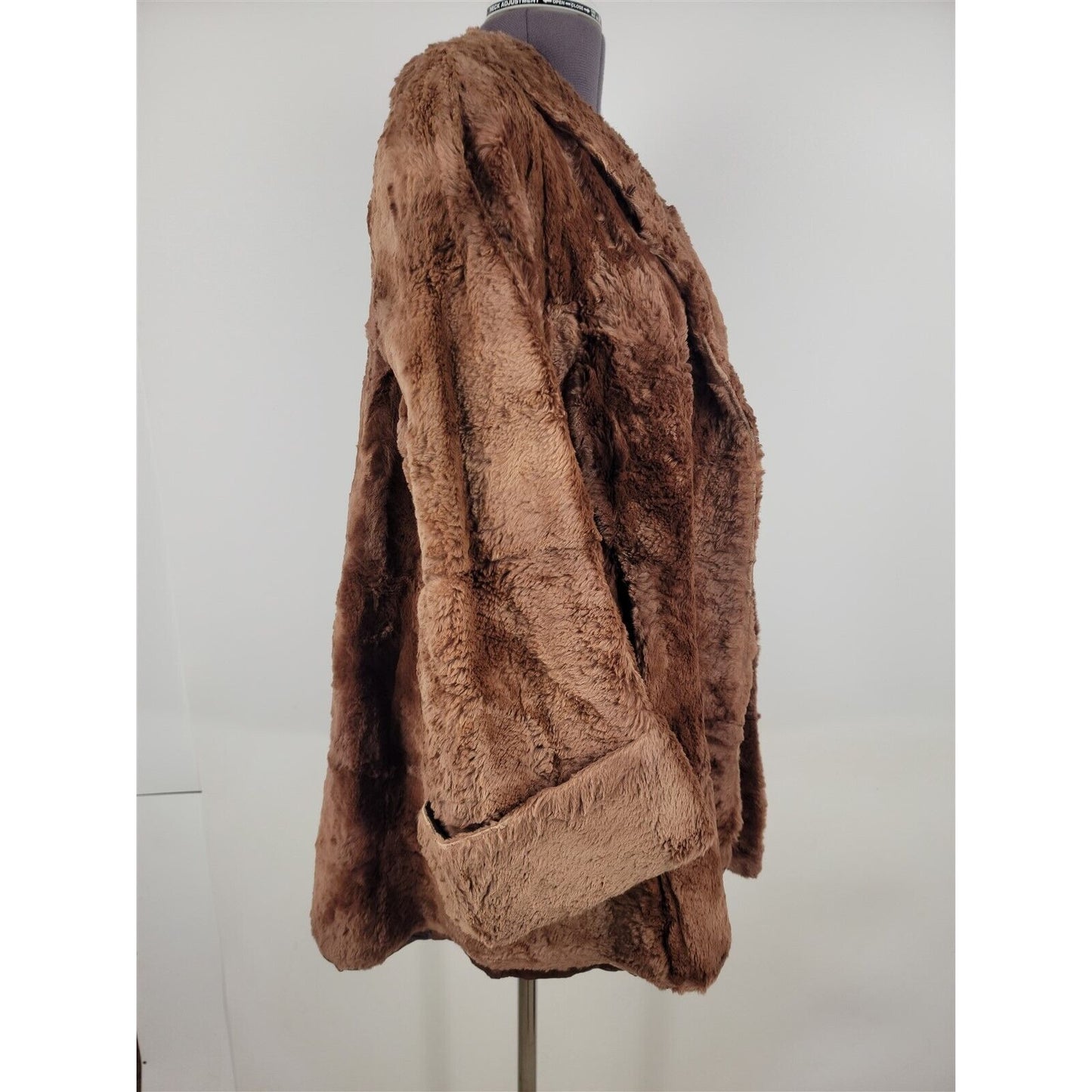 Vintage Brown Fur Coat Tight Short Fur Lined Womens L/XL