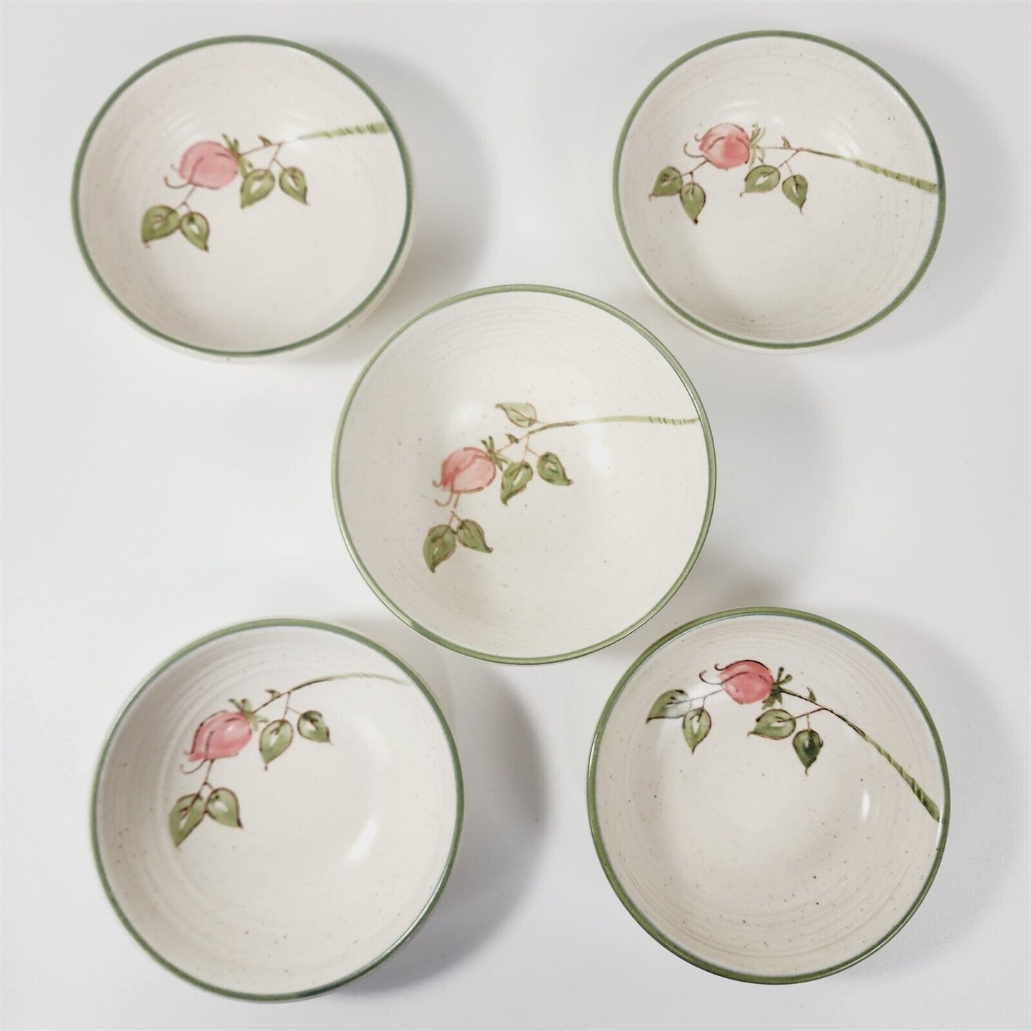 5 Vintage Metlox Poppytrail California Rose Pink Bowls 5 1/2" & 5 3/4"