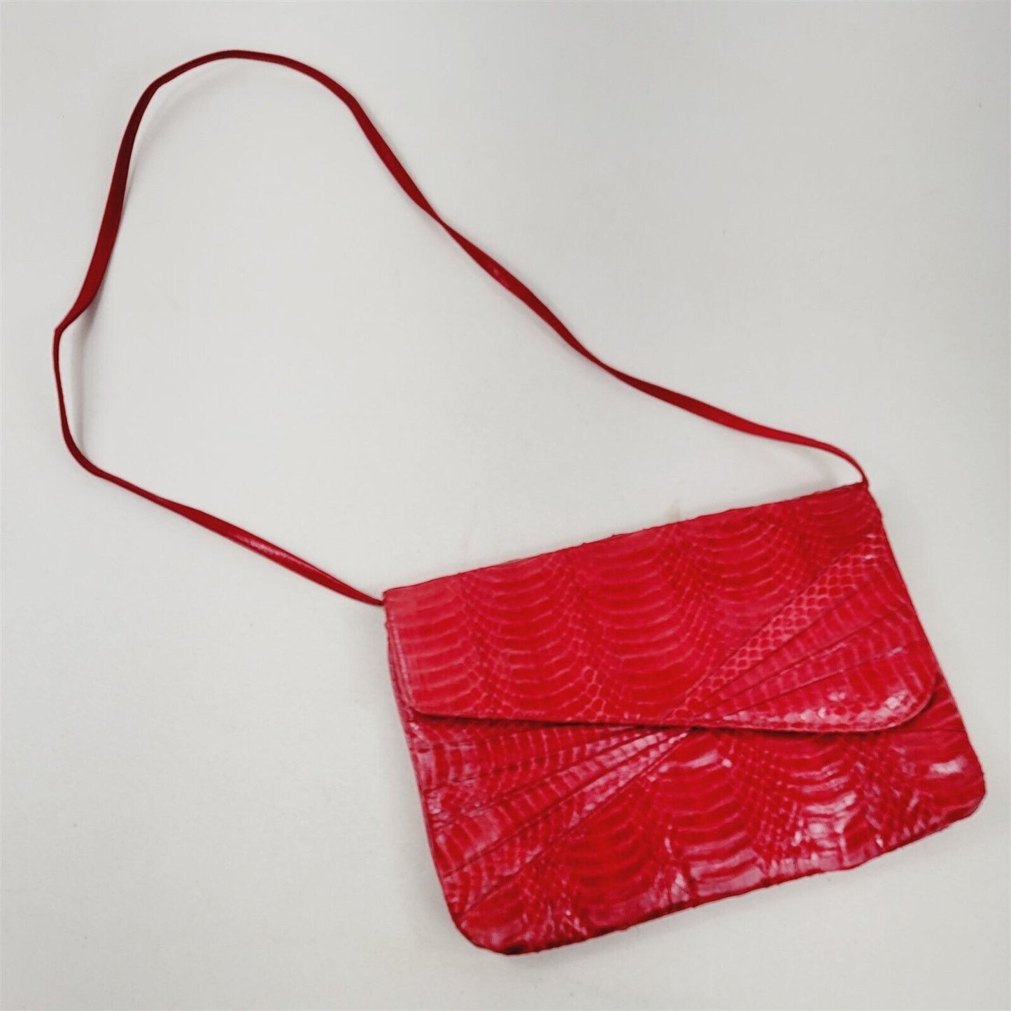 Vintage Gabrielli Red Reptile Leather Purse Cluch Shoulder Bag Handbag