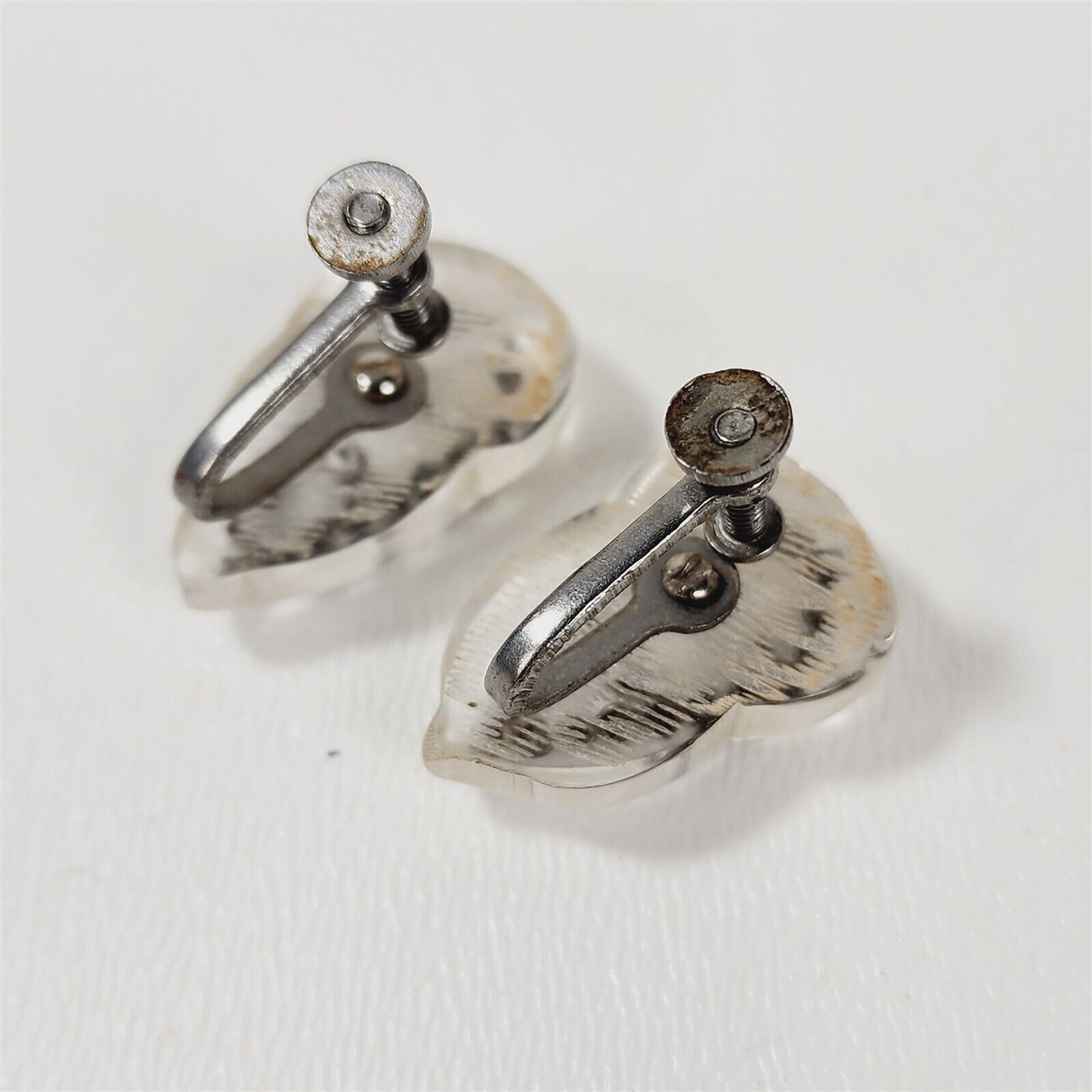 Vintage Clear Lucite & Marcasite Screwback Earrings