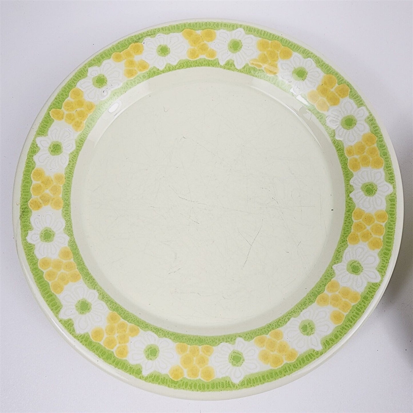 4 Pc Vintage Franciscan Earthenware Picnic Yellow Green Floral Plates & Mug Cup