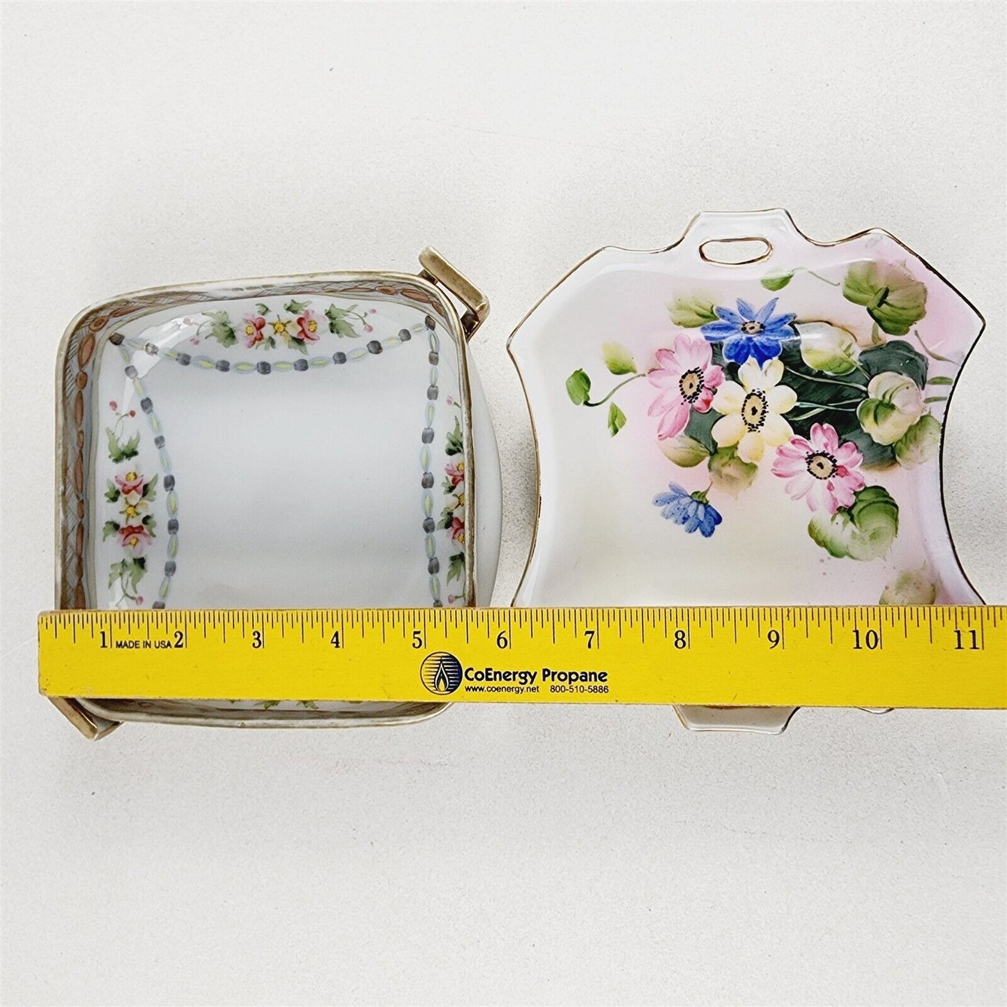 2 Vintage Nippon Hand Painted Dish Bowls Floral Gold Trim