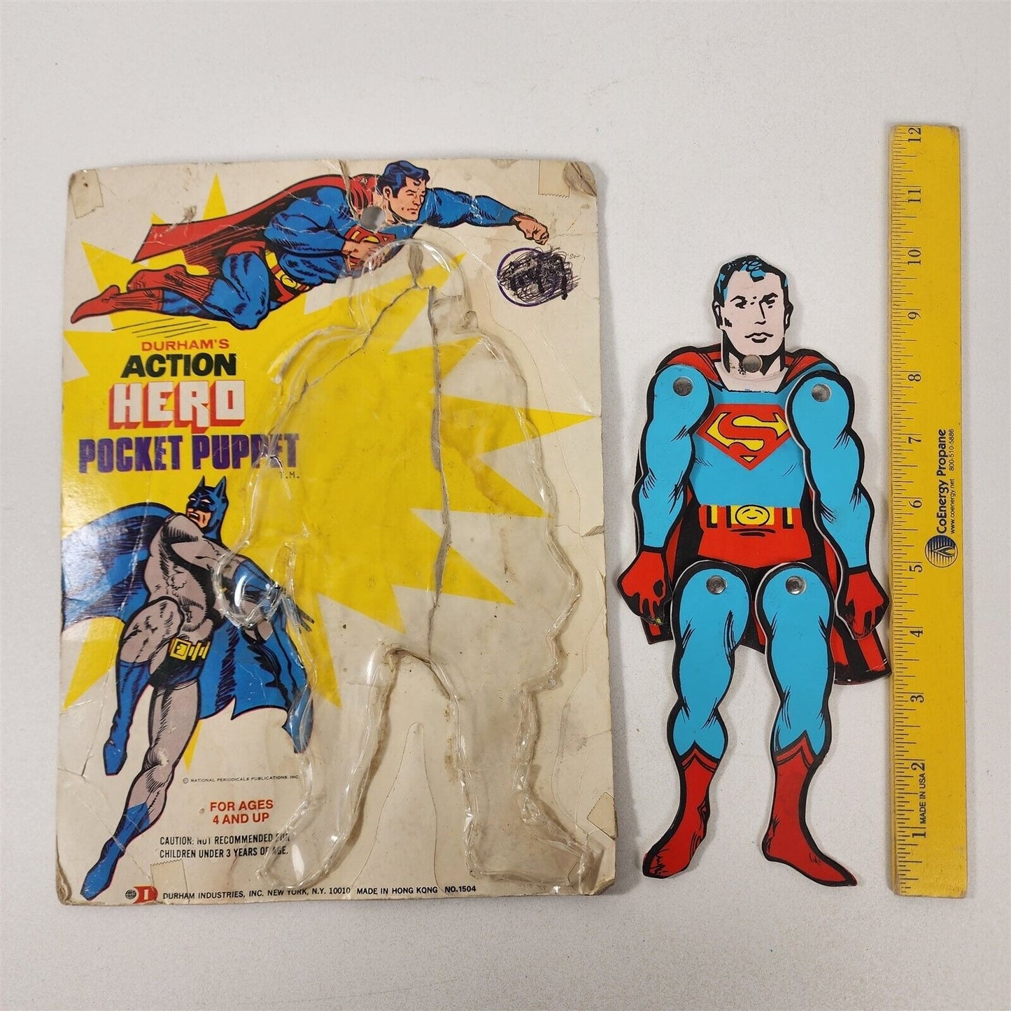 Vintage Durhams Superman Pocket Puppet with Original Packaging 1970s