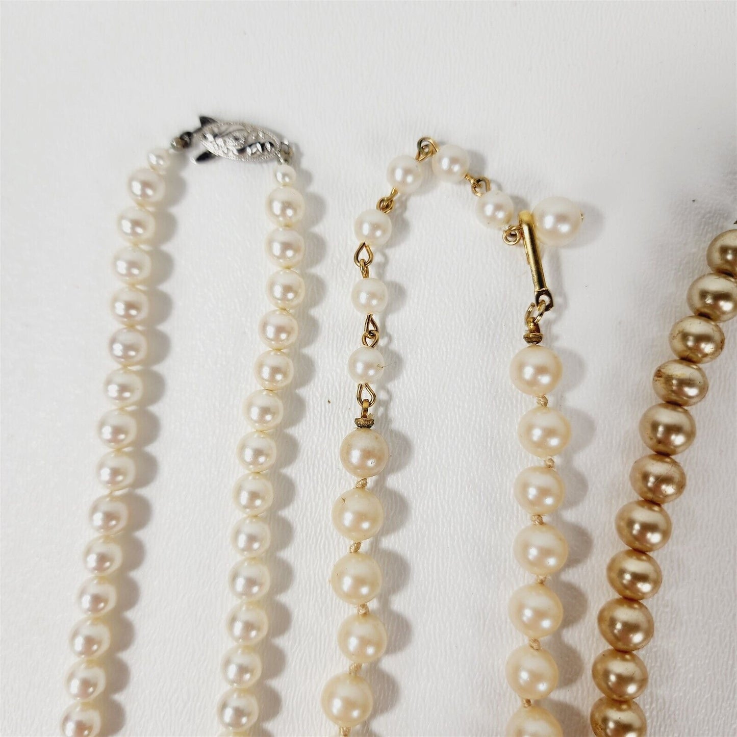 6 Vintage Faux Pearl Beaded Retro Necklaces