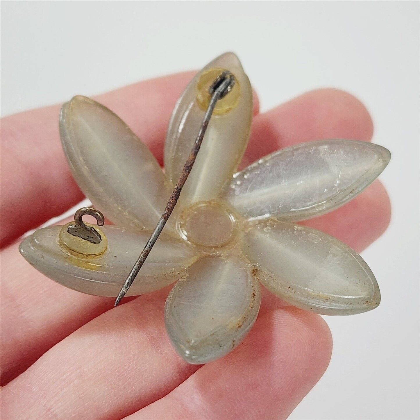 Vintage Lucite Flower Floral Brooch Pin