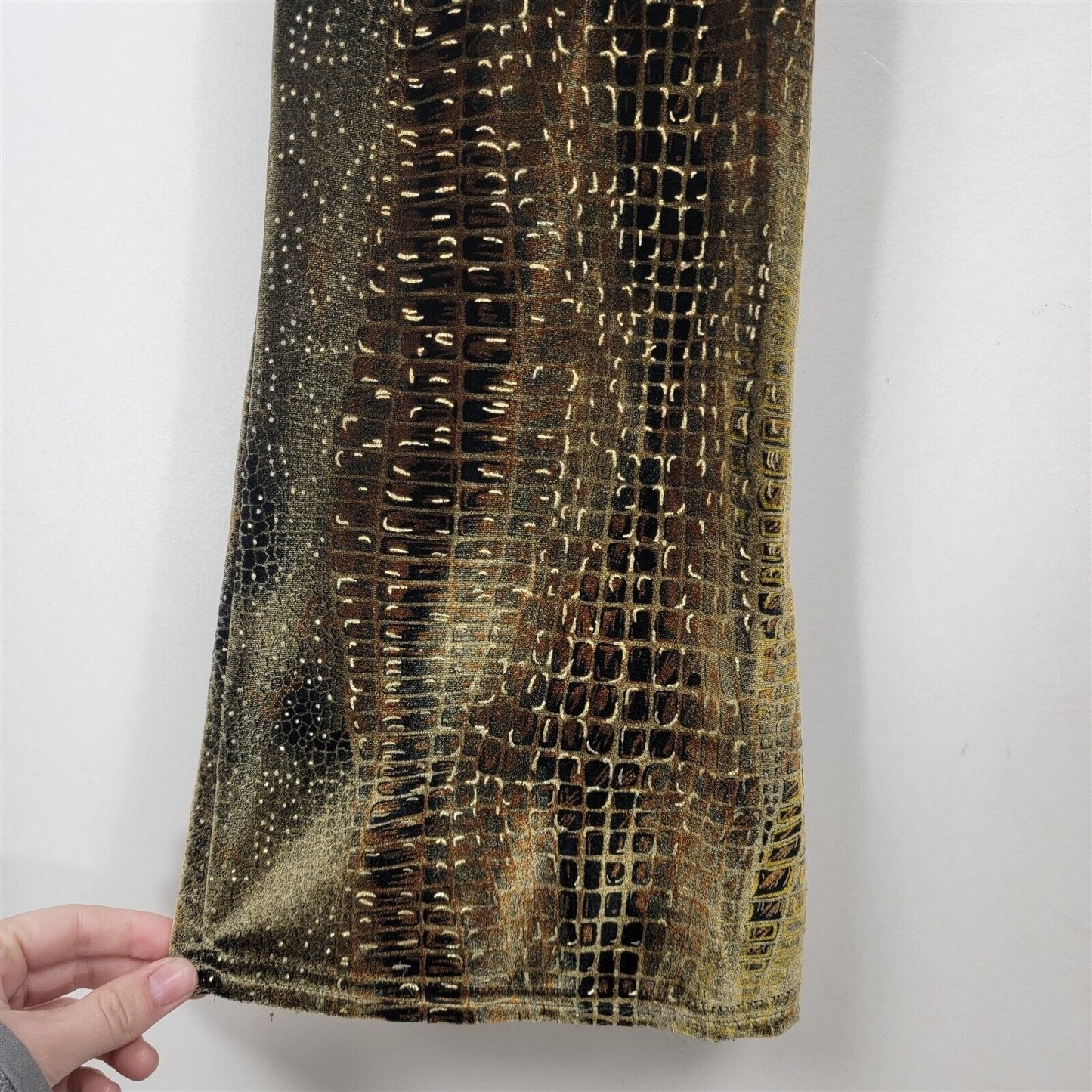 Vintage No Boundaries Tan Brown Long Sleeve Wrap Top Reptile Print Pants Sz 7/9