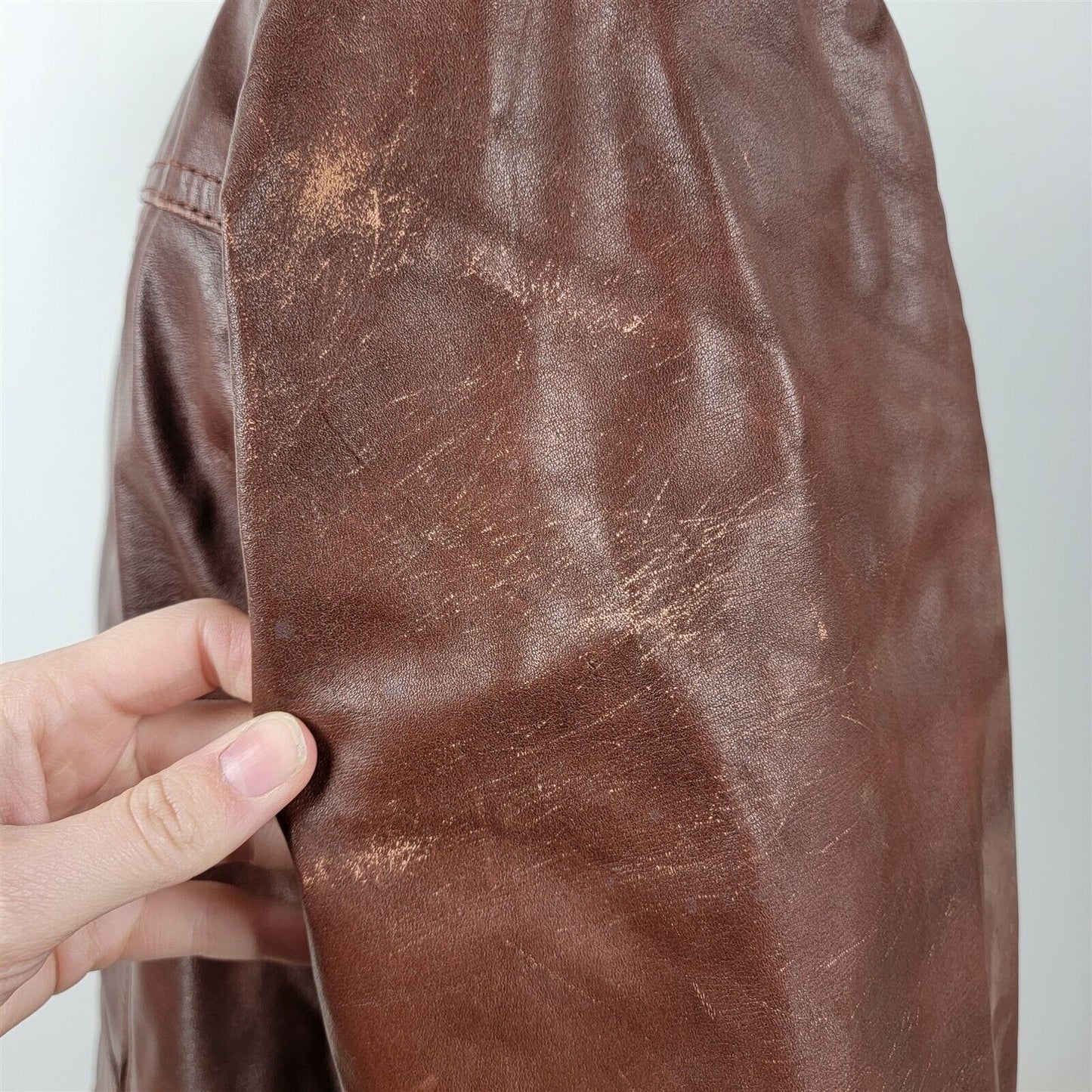 Vintage Bermans Brown Button Front Leather Jacket w/ Liner Mens Size 46