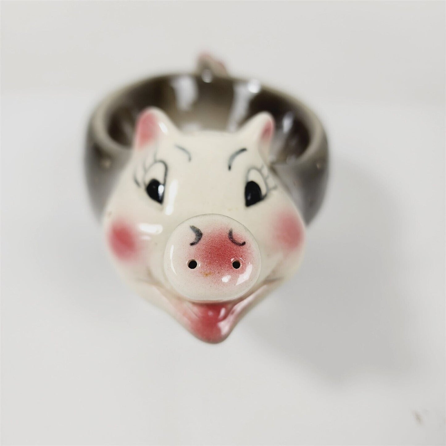 Vintage Ceramic Pig Hatpin Holder Bowl