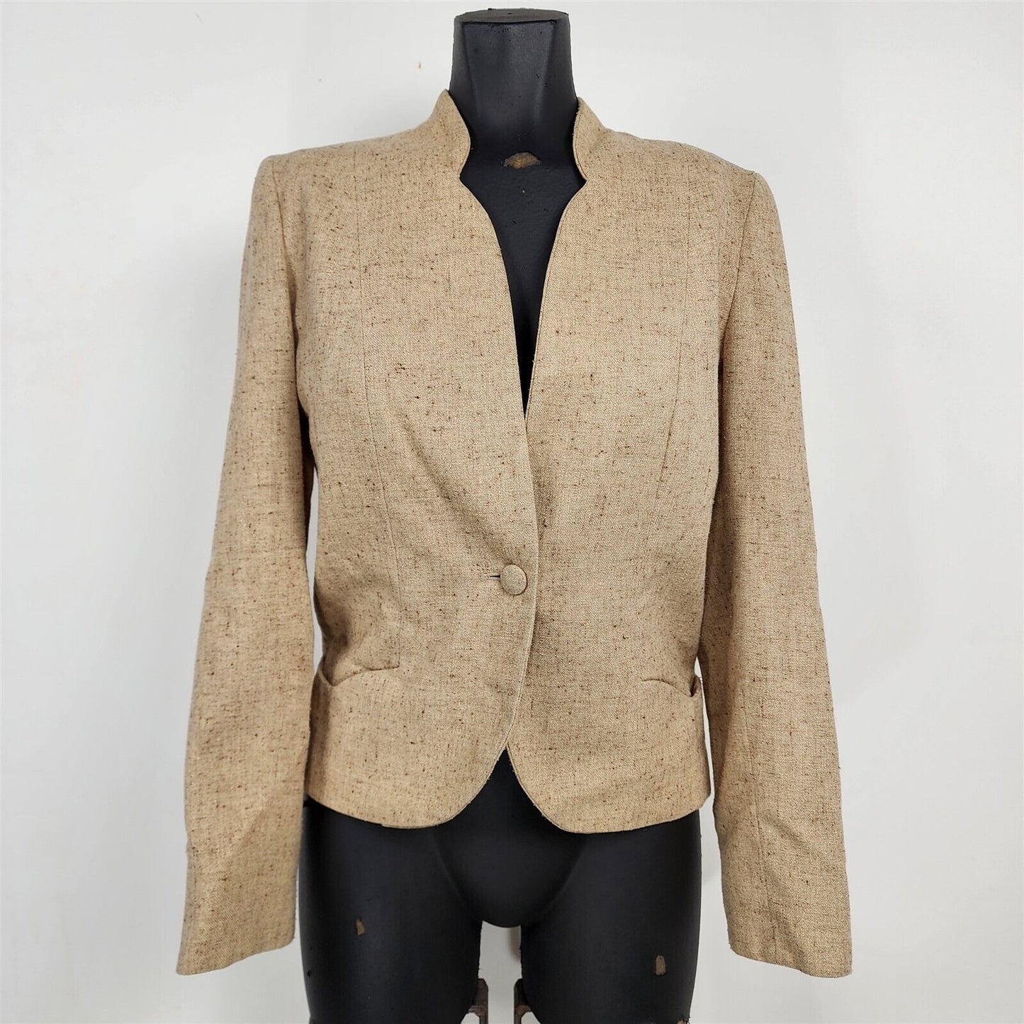 Vintage 1970s Phillip Courtney Tan Beige Tweed 2 Piece Skirt Suit Set