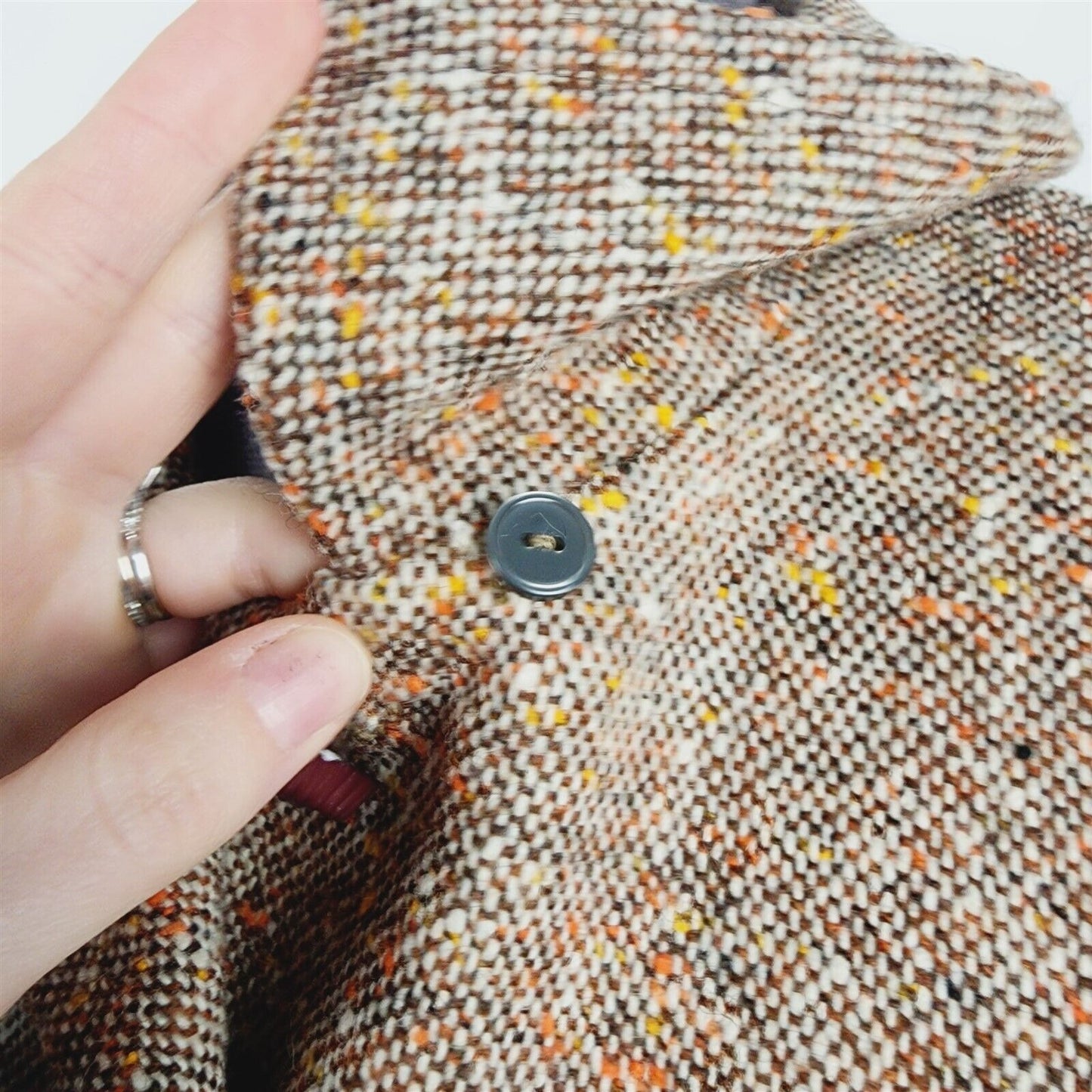 Vintage Betty Rose 1960s Brown Tweed Jacket Button Front Button Loop Coat