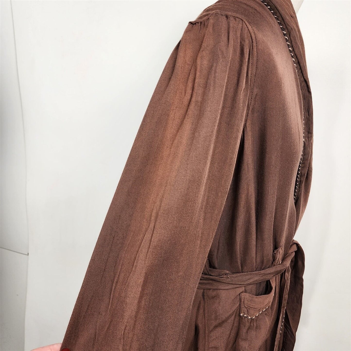 Vintage Hollywood Robe Brown Long Sleeve Lounge Belted Robe