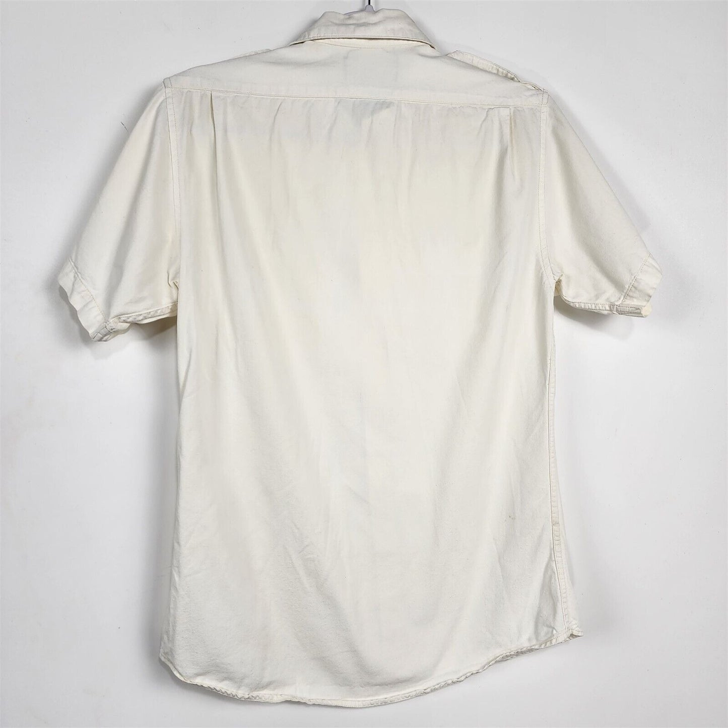 Vintage Boss Short Sleeve Cream Off White Button Up Shirt Mens S