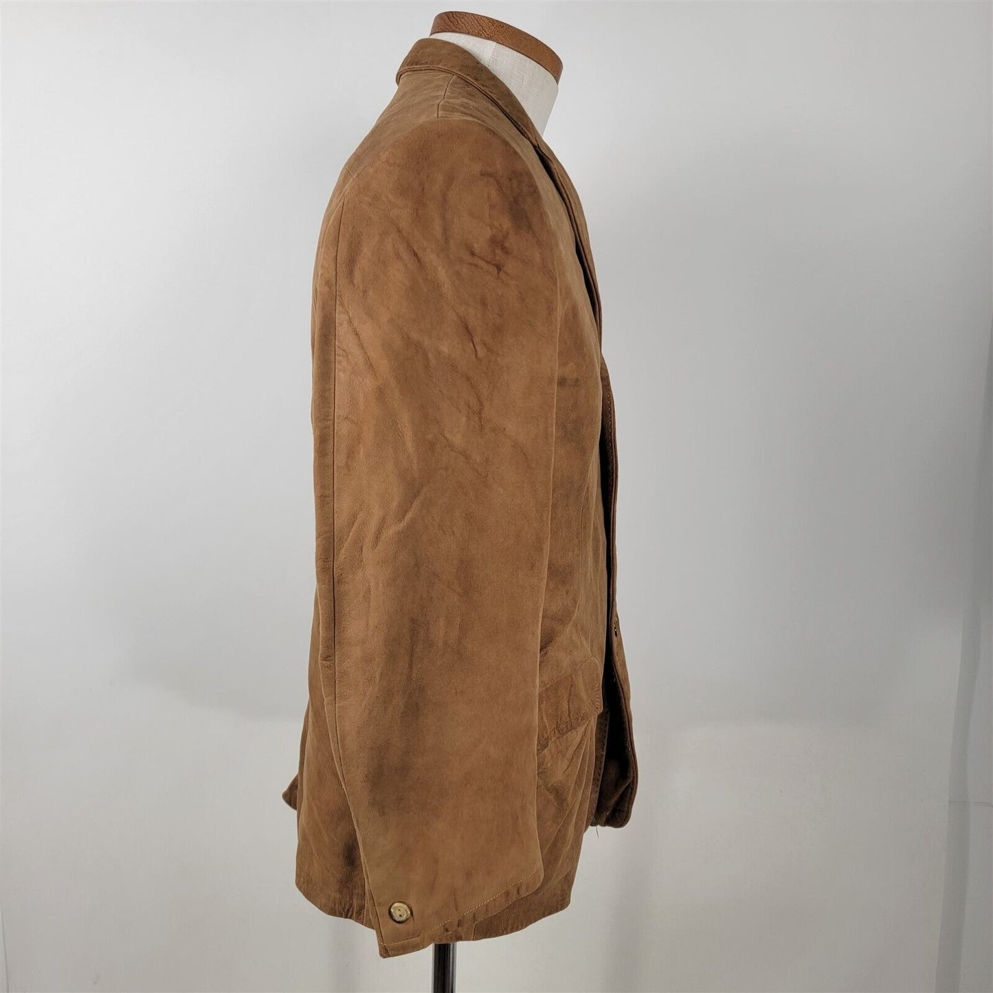 Vintage 1950s California Sportswear Tan Suede Button Front Leather Jacket Sz 40