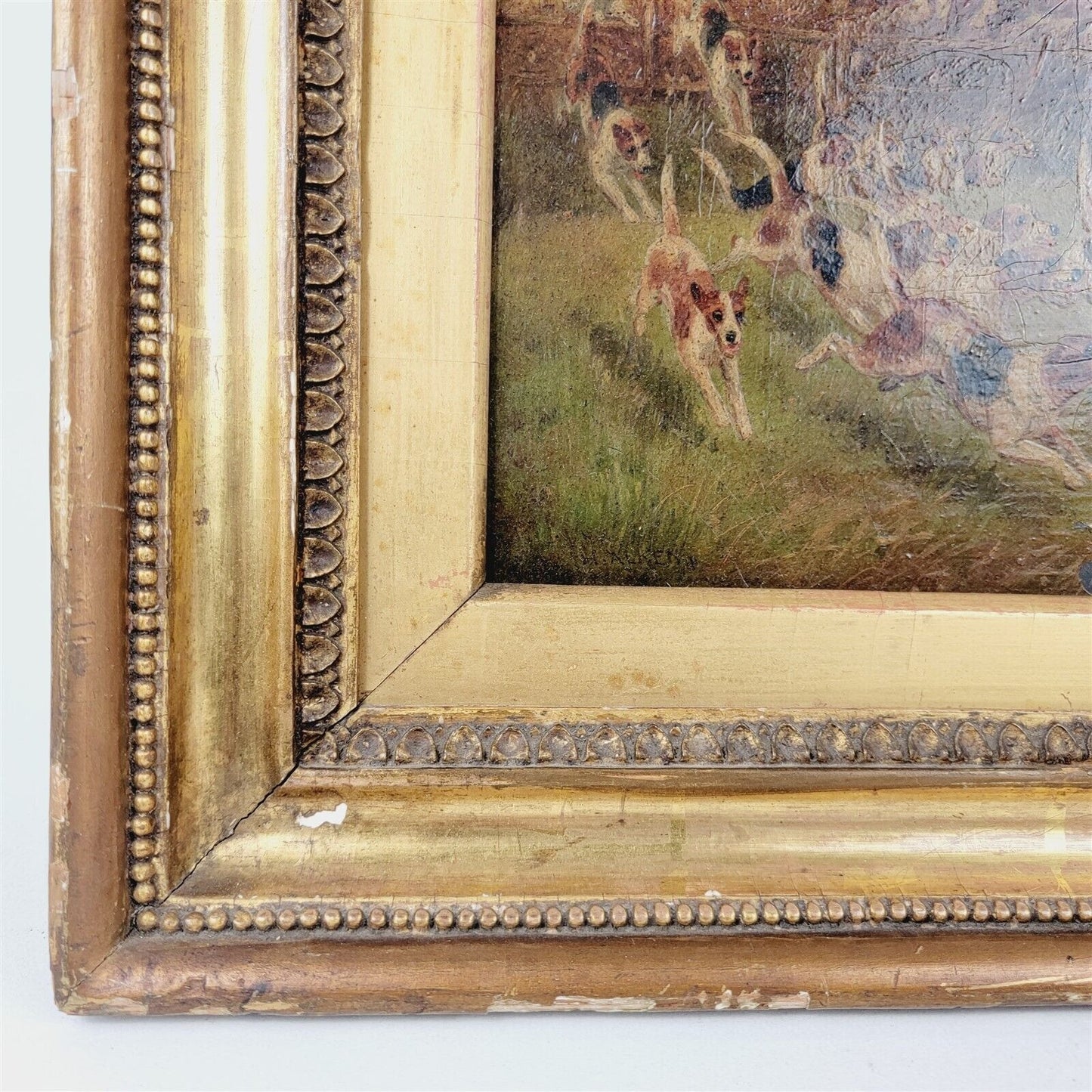 H. Alken Henry Oil Painting Fox Hounds Horses Hunting 17x12 Framed