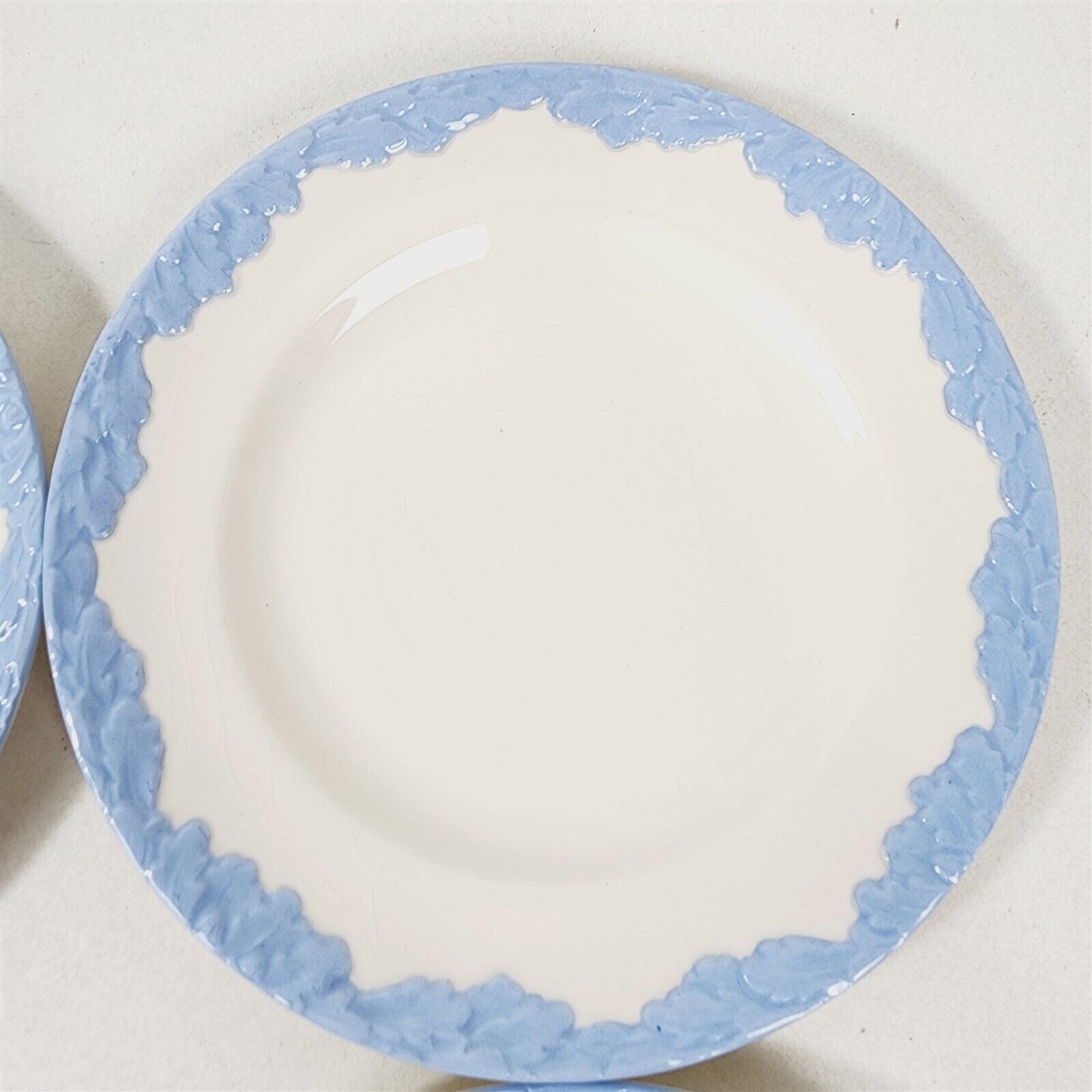 4 Vintage Johnson Bros English Oak White Blue Trim Bread & Butter Plates - 6.25"