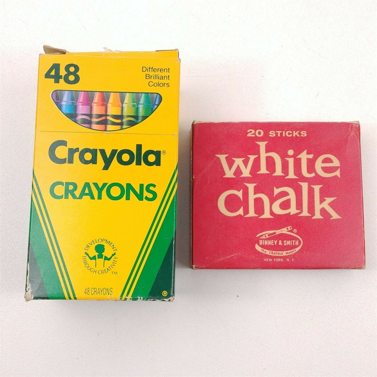 1988 48 Crayola Crayons 2 Missing - Binney & Smith White Chalk - Used