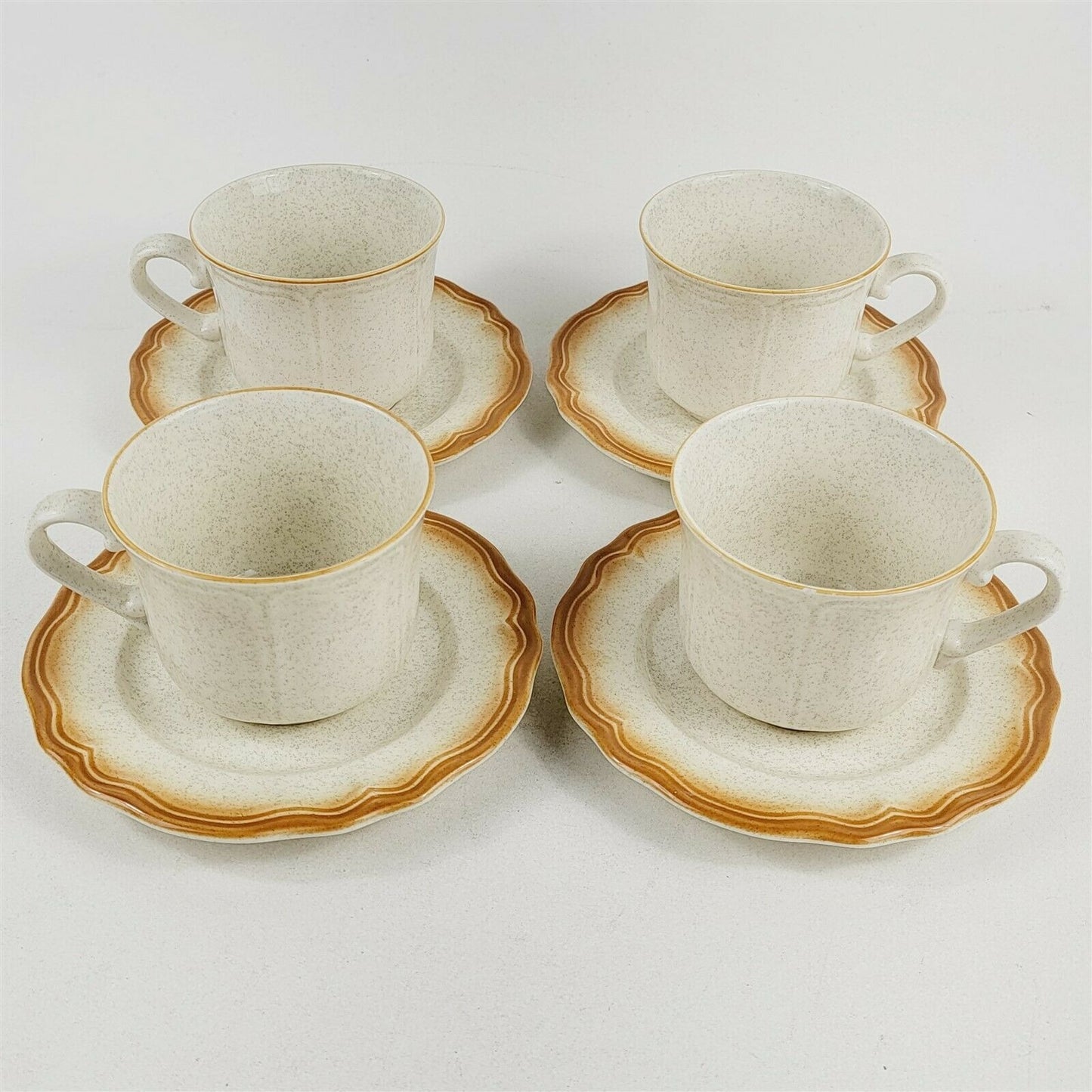 Vintage Meadowland Ironstone Daisy Wheat 4 Sets of Teacups & Saucers