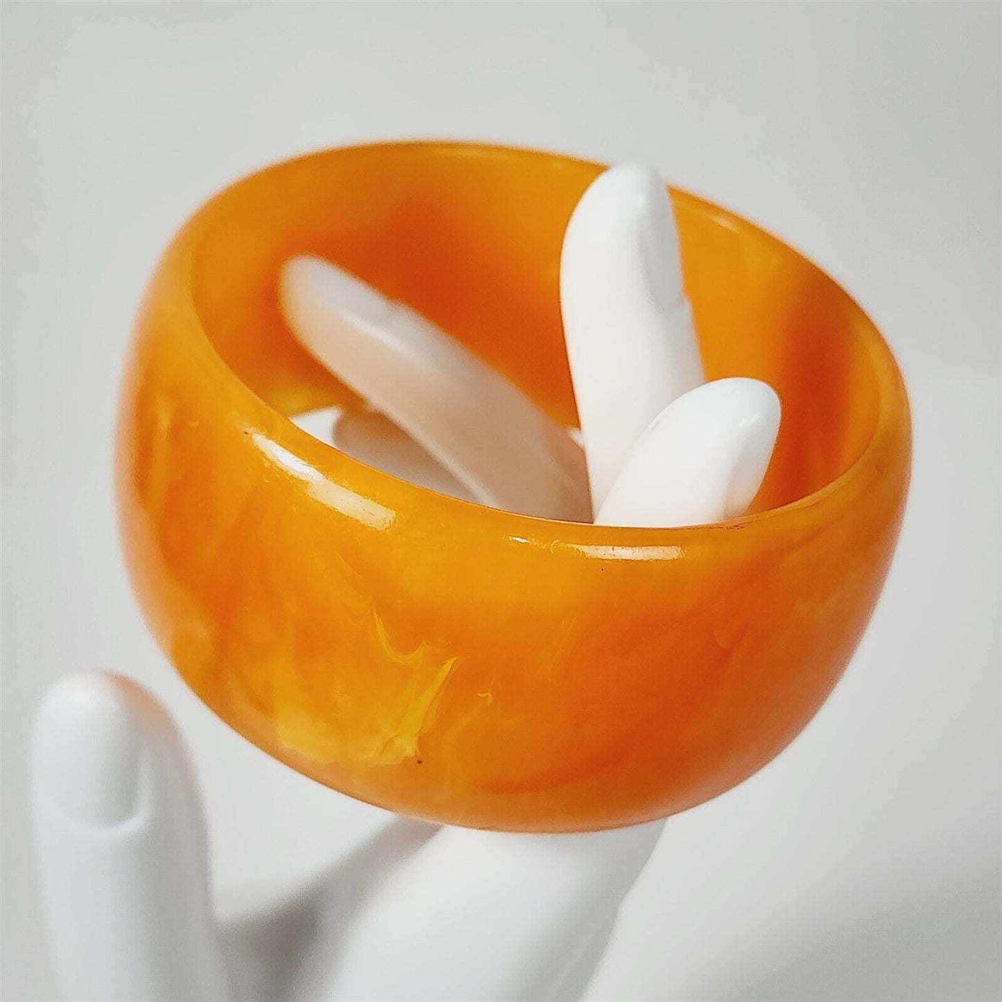 Vintage Orange Swirl Chunky Wide Bakelite Catalin Bangle Bracelet