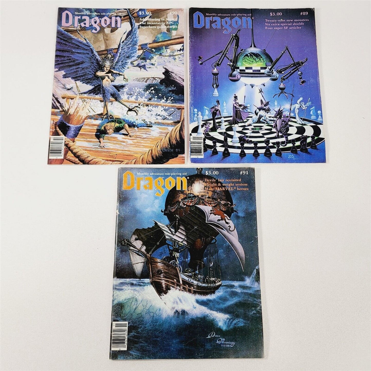 3 Dungeons and Dragons 1984 Dragon Magazines #89, 90, 91