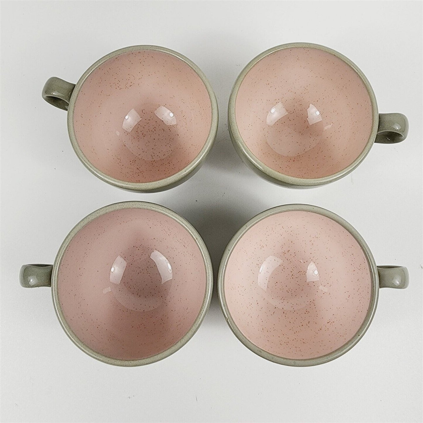 4 Vintage Harkerware Speckled Pink Gray Teacups Cups Mugs