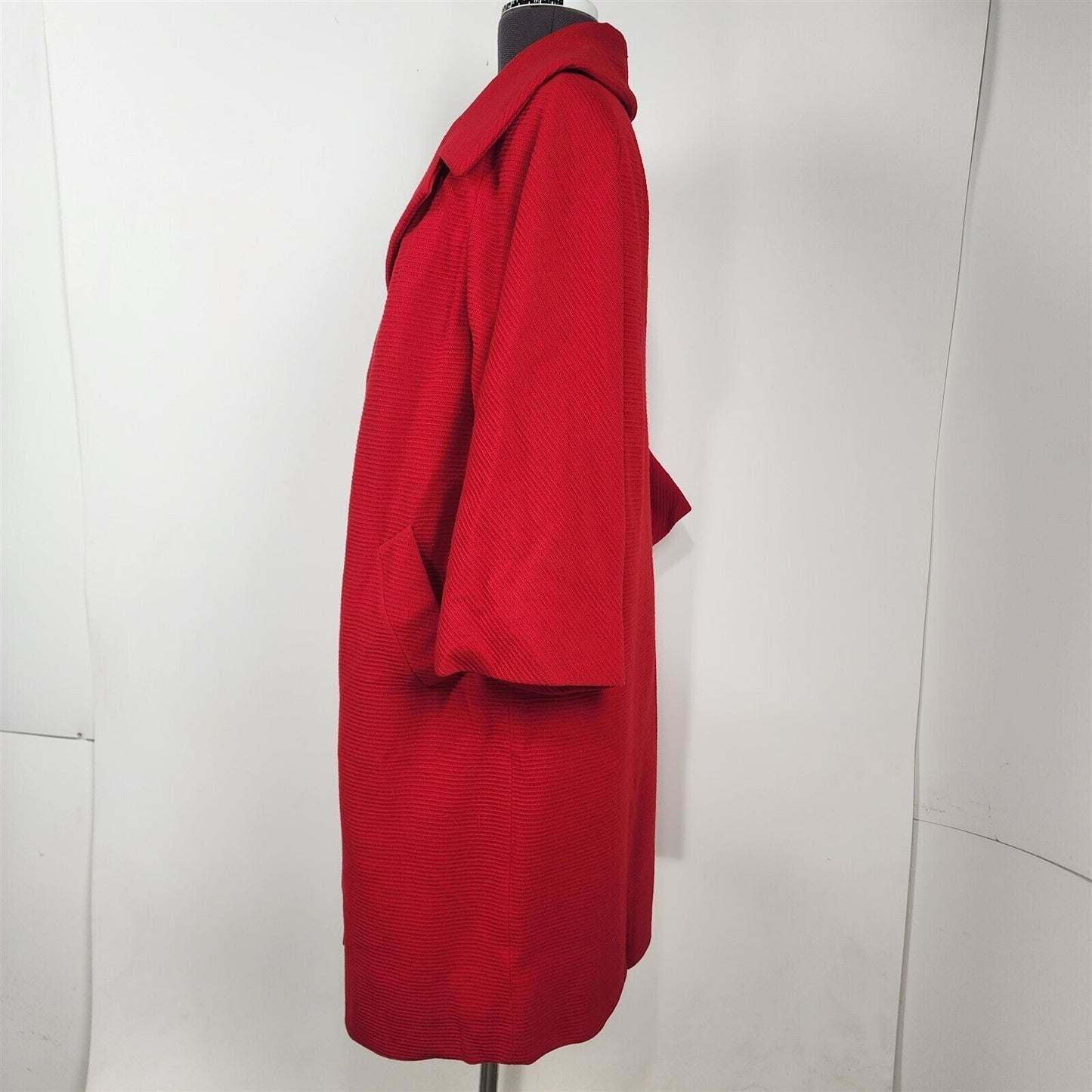 Vintage 1950s/60s Lilli Ann Paris Red Knit Open Front Swing Coat