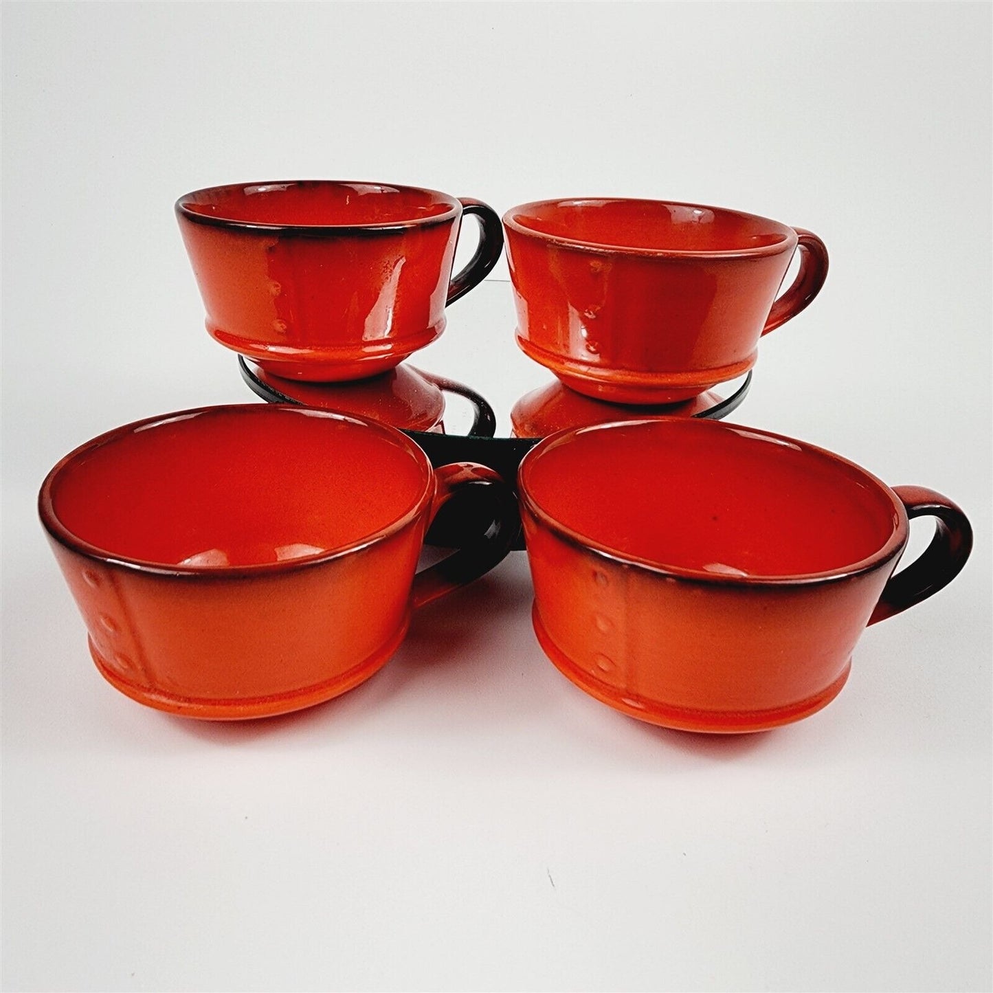 4 Vintage Metlox Vernon Poppytrail Red Cups Teacups