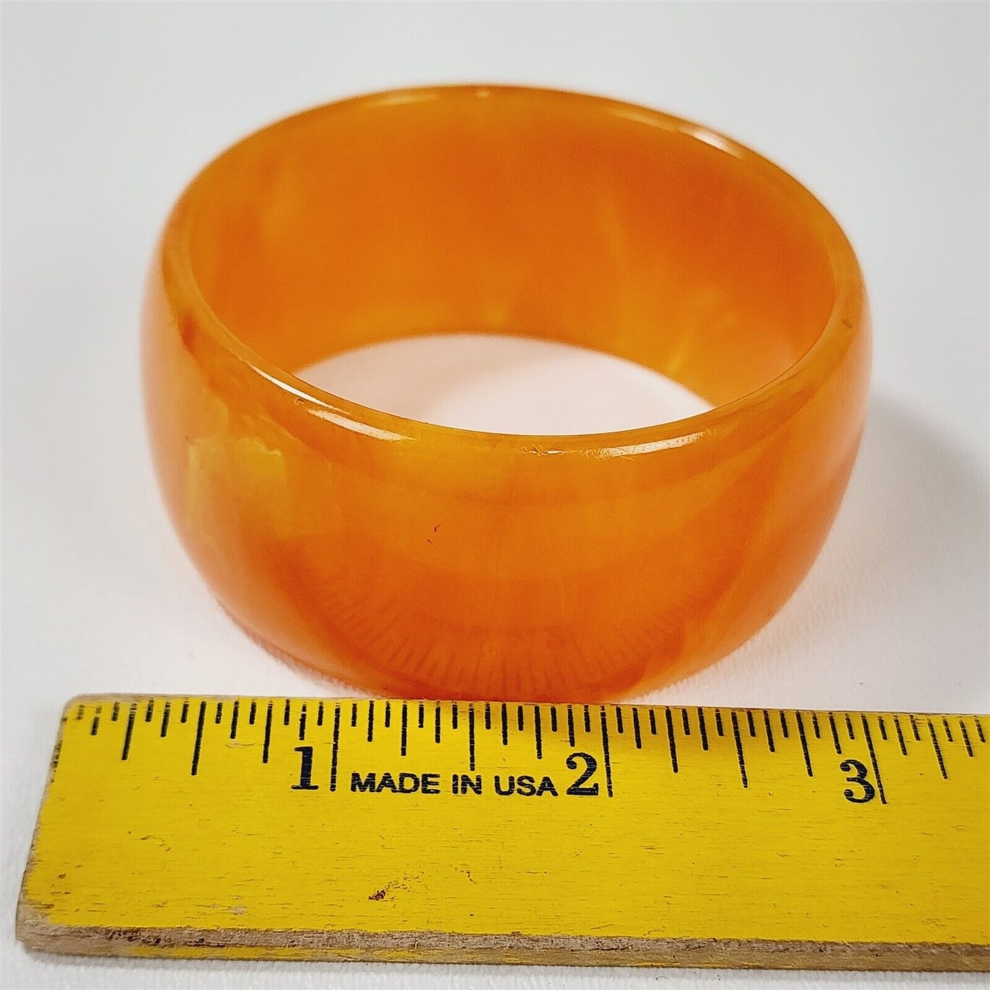 Vintage Orange Swirl Chunky Wide Bakelite Catalin Bangle Bracelet