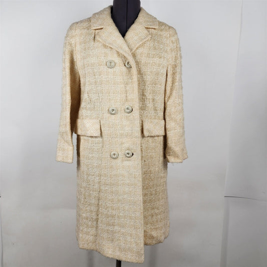 Vintage Fashion Cream Yellow Long Double Breasted Peacoat Coat